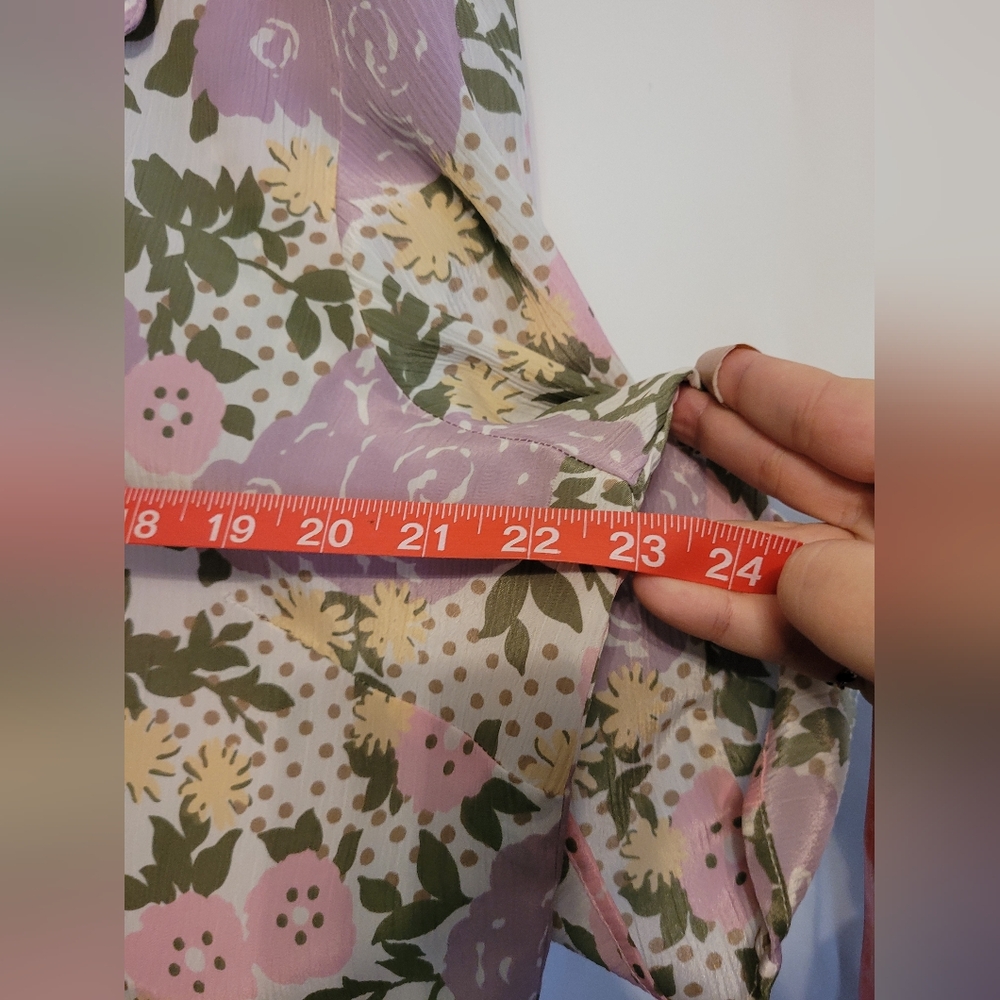 DONNKENNY Floral Women's Button Up Blouse - Pink, Green, And Yellow. - Picture 9 of 10